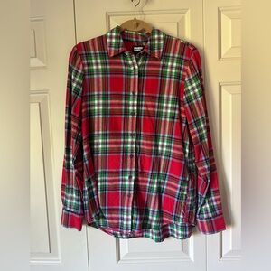 Lands' End (2024) Red Plaid Flannel Ladies Shirt Small 6-8